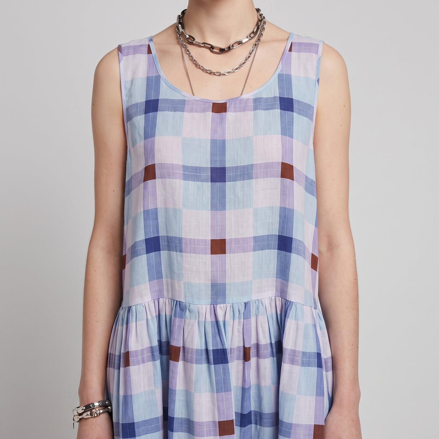 Sleeveless Plaid Cotton Dress