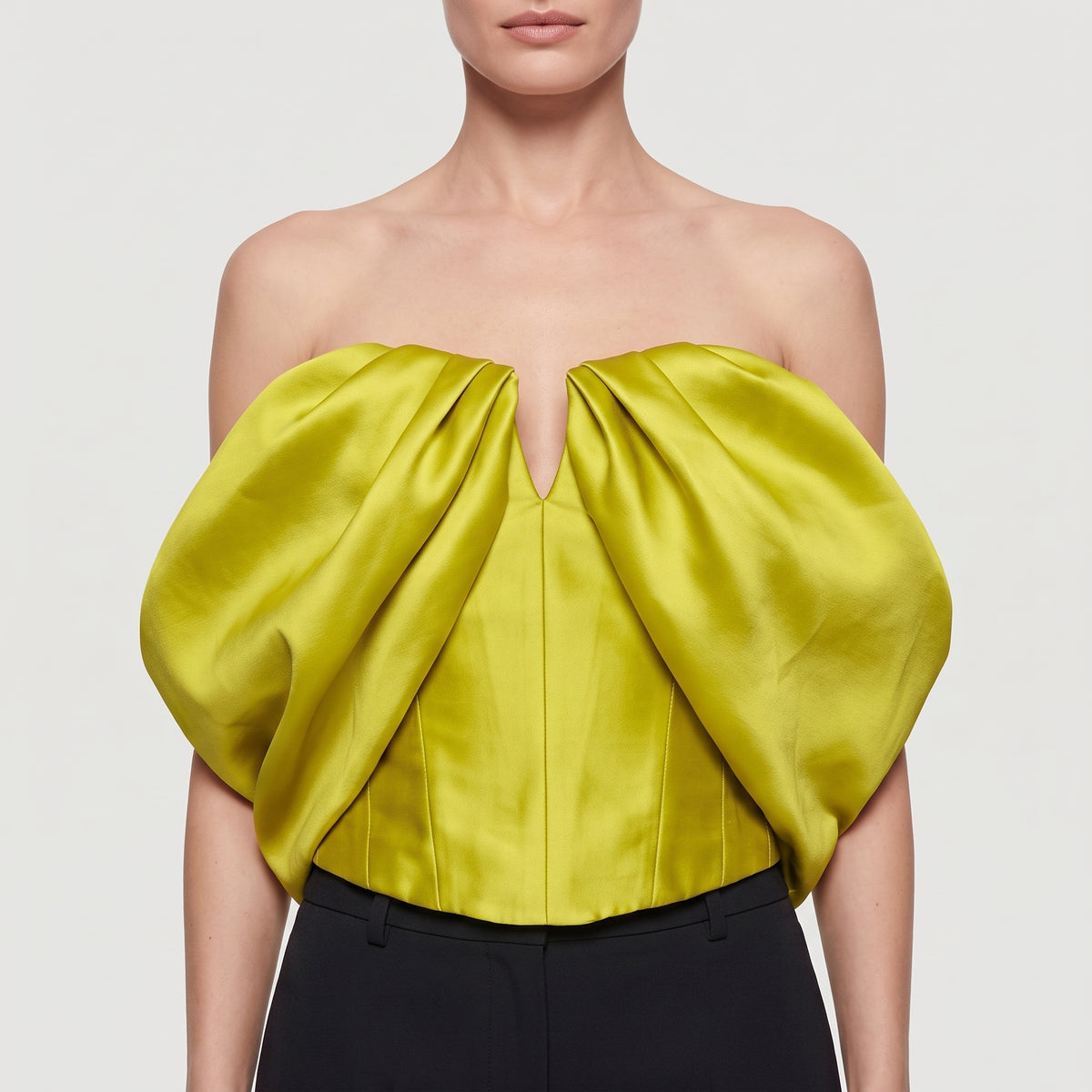 Architectural Chartreuse Strapless Corset Top