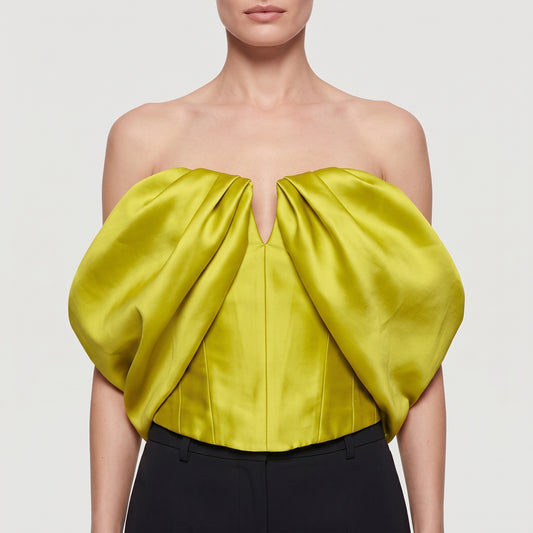 Architectural Chartreuse Strapless Corset Top