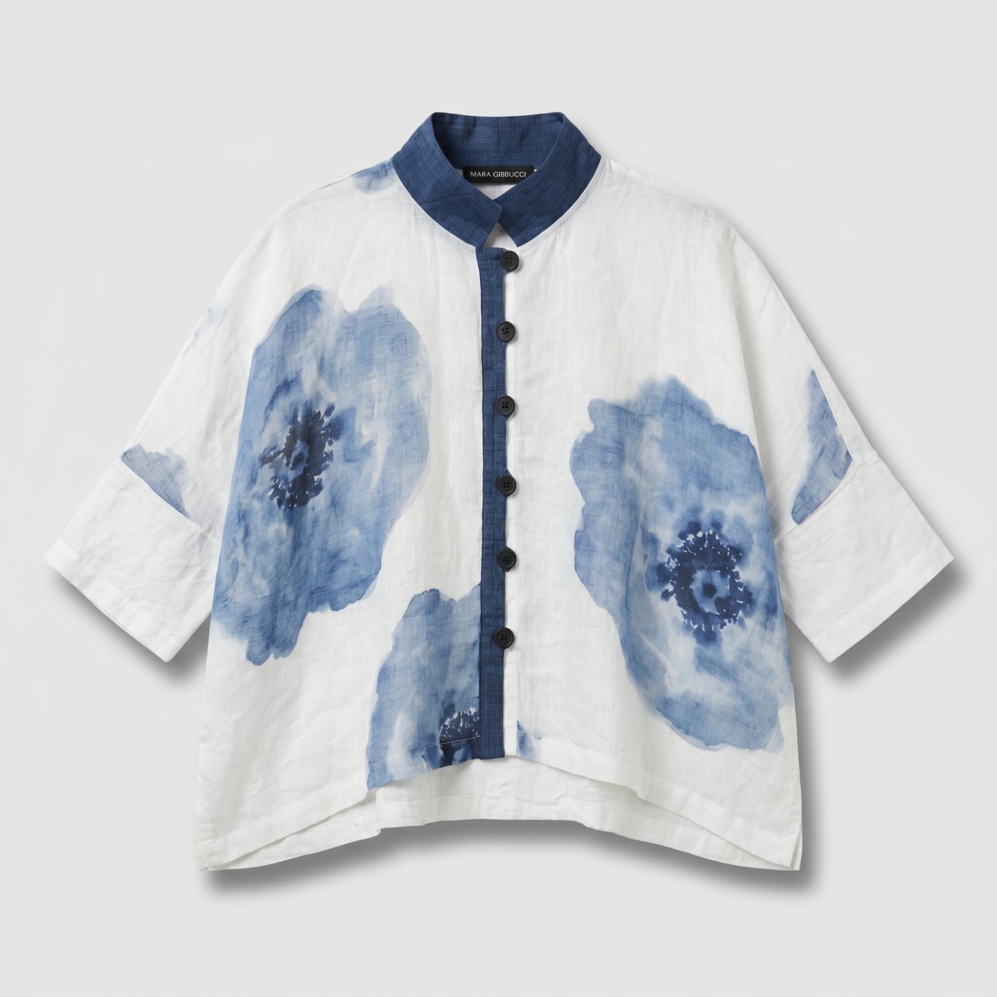 Floral Print Linen Boxy Shirt