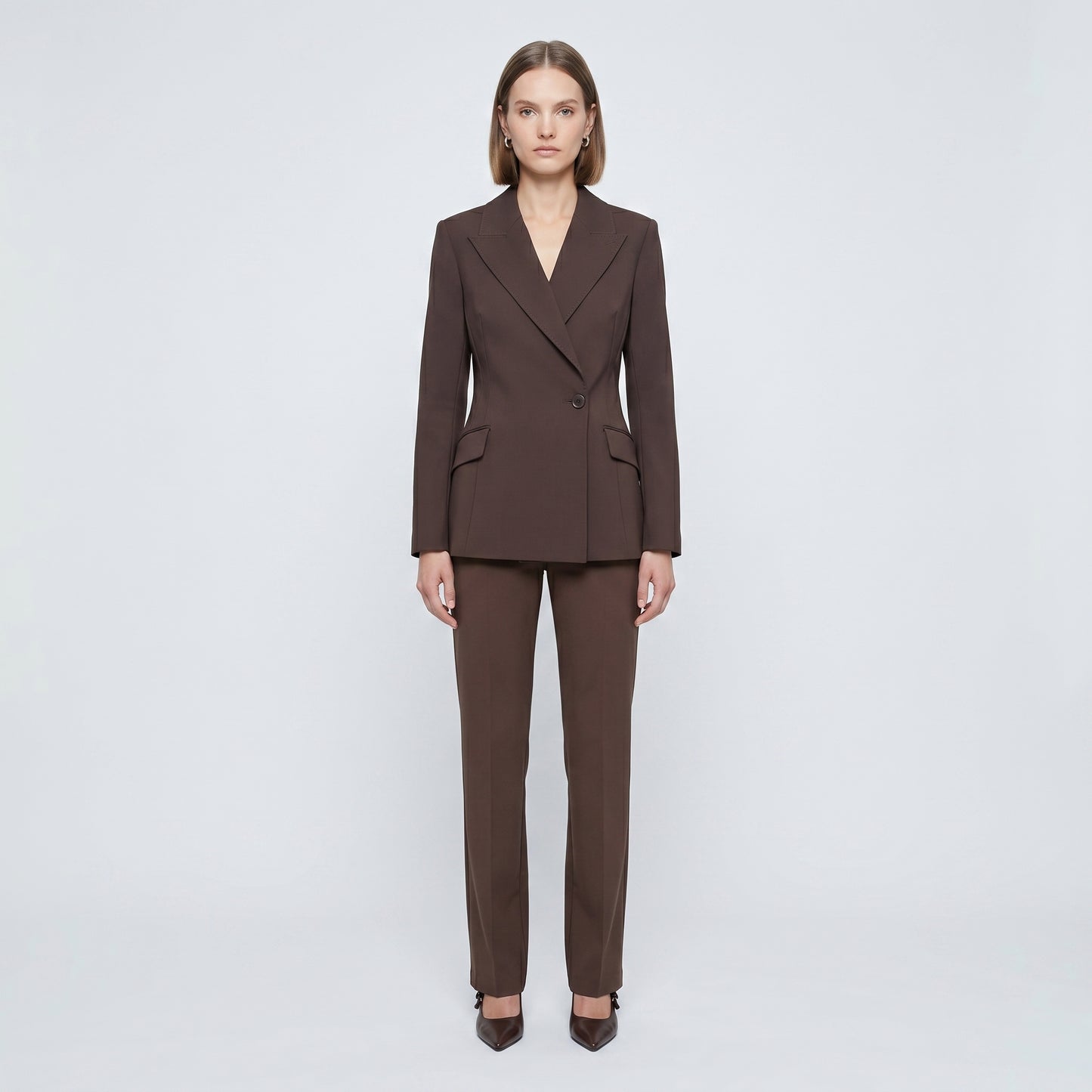 Tailored Double-Breasted Brown Blazer