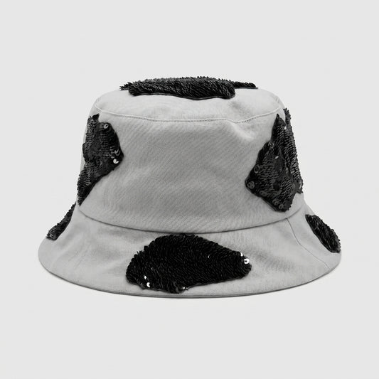 Sequined Patch Canvas Bucket Hat