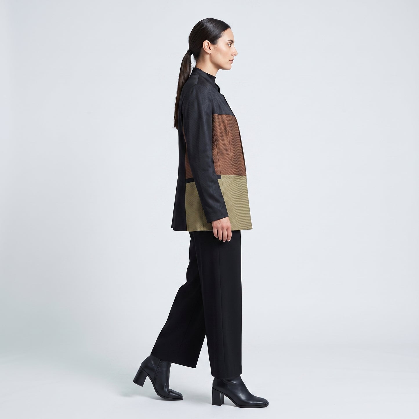 Colorblocked Structured Tailored Jacket