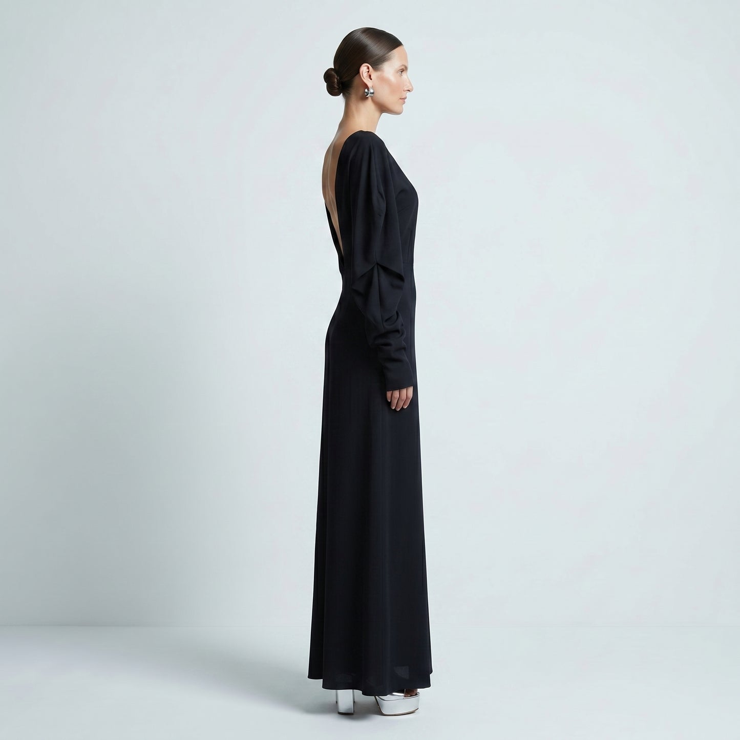 Elegant Cape Sleeve Maxi Dress