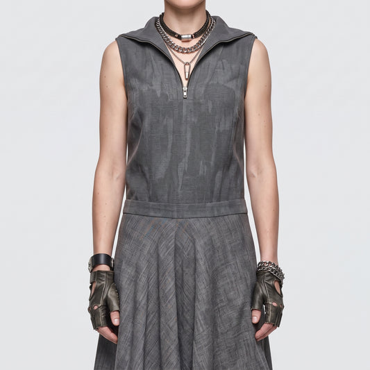 Tailored Zippered Grey Mini Dress