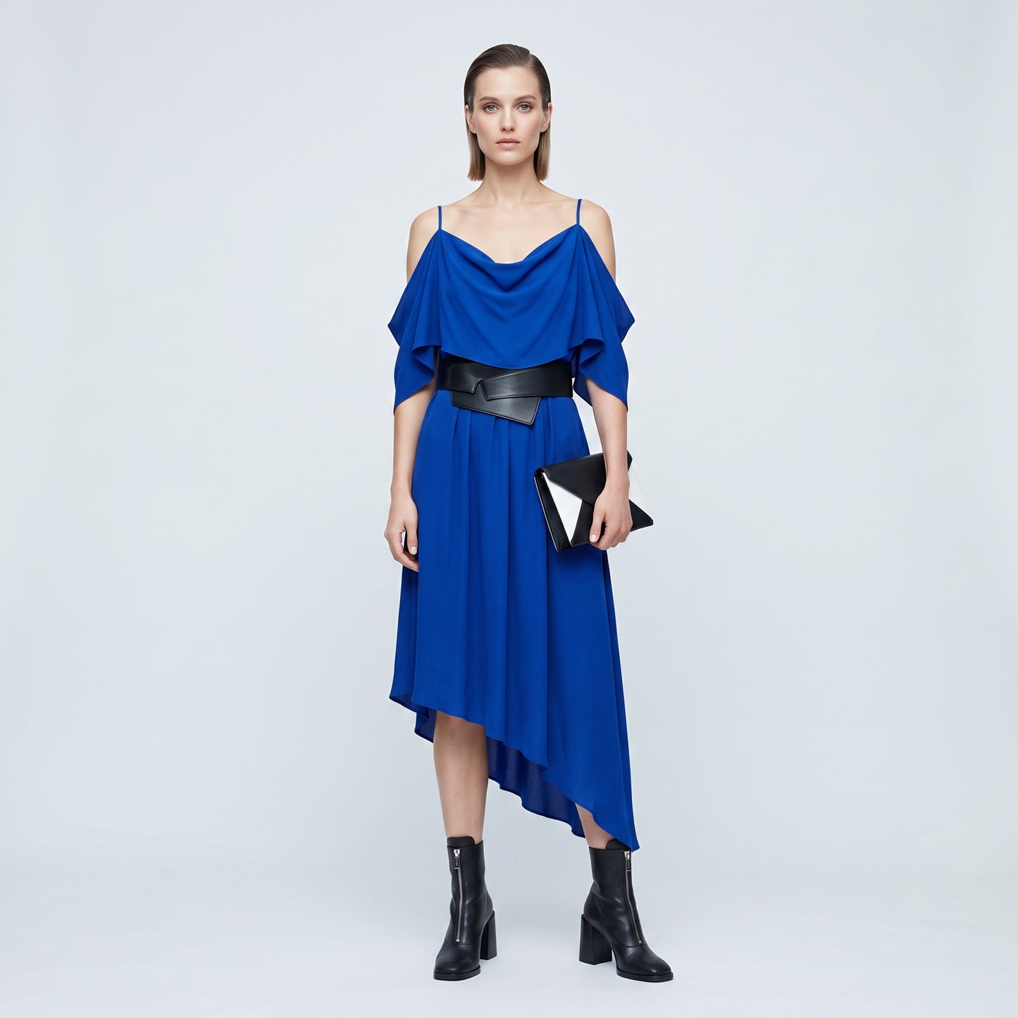 Asymmetric Cold Shoulder Soft Dress