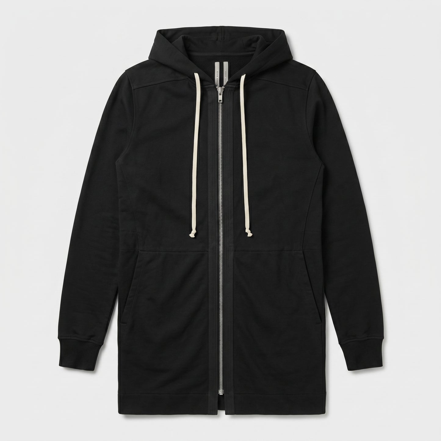 Longline Zip-Up Cotton Hoodie