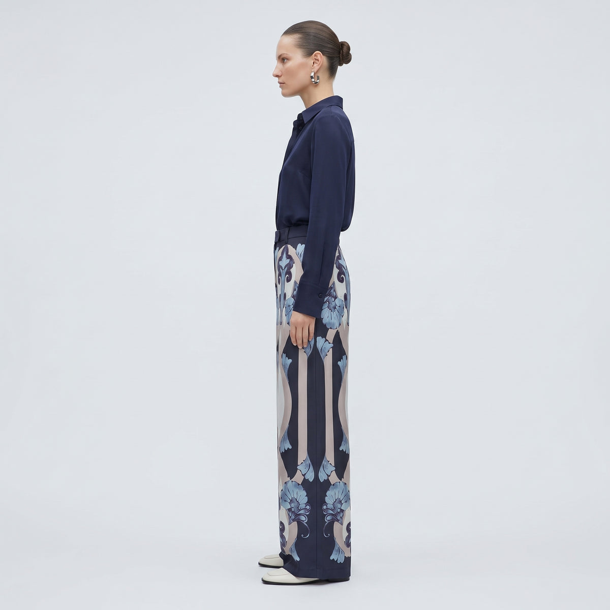 Printed Wide Leg Tailored Trousers