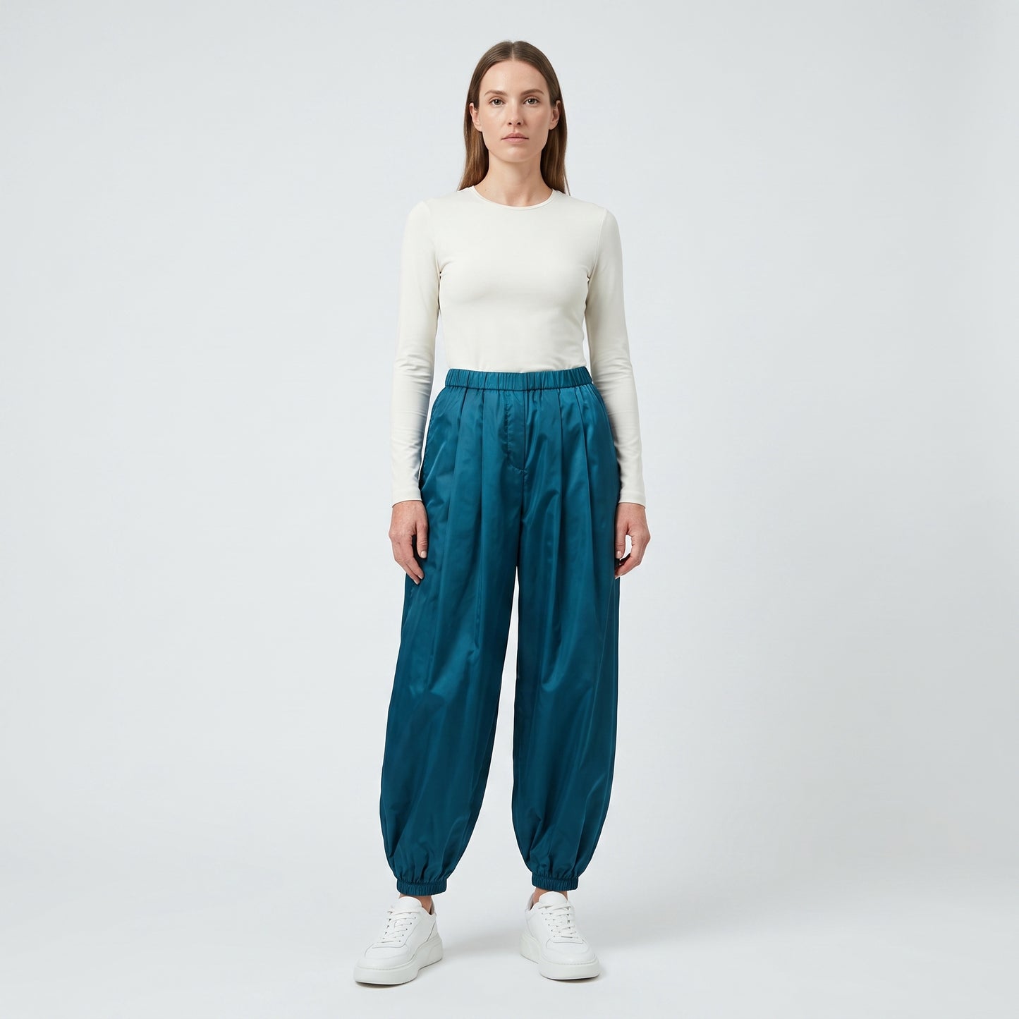 Teal Voluminous Balloon Trousers