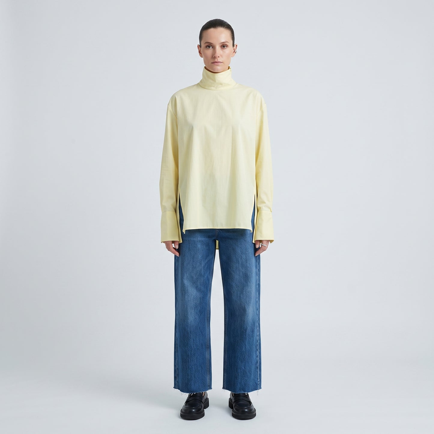 Pastel Mock Neck Long-Sleeve Top
