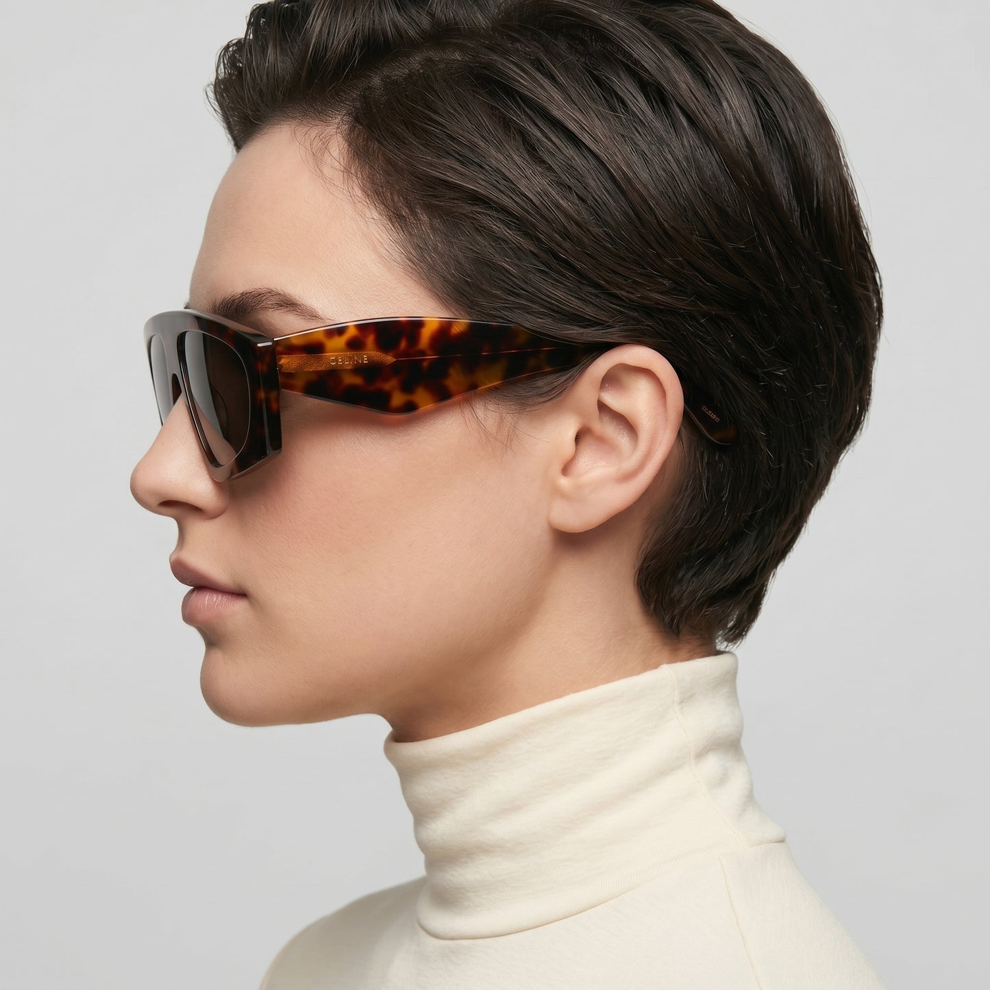 Geometric Tortoiseshell Shield Sunglasses