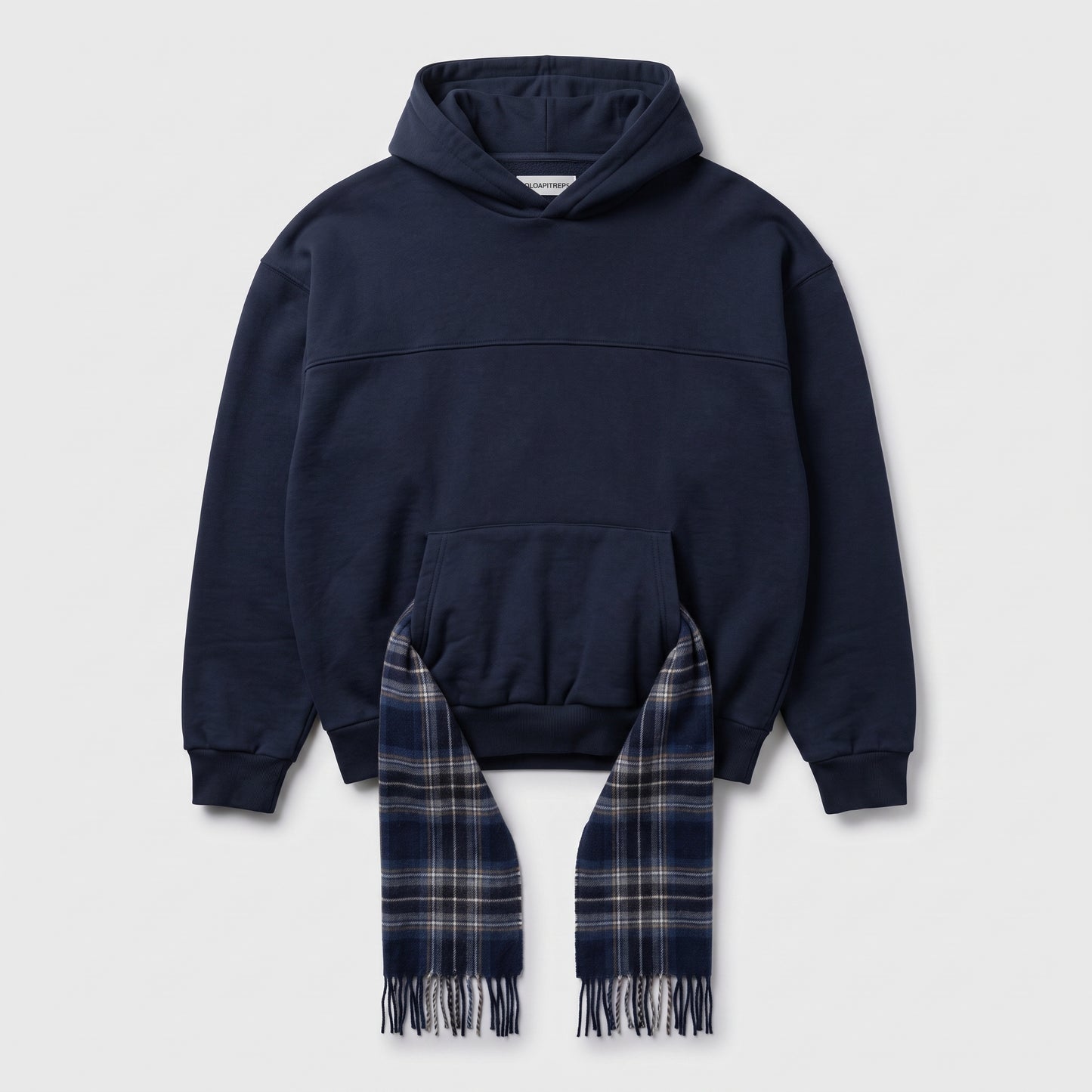 Plaid Accent Cotton Hoodie