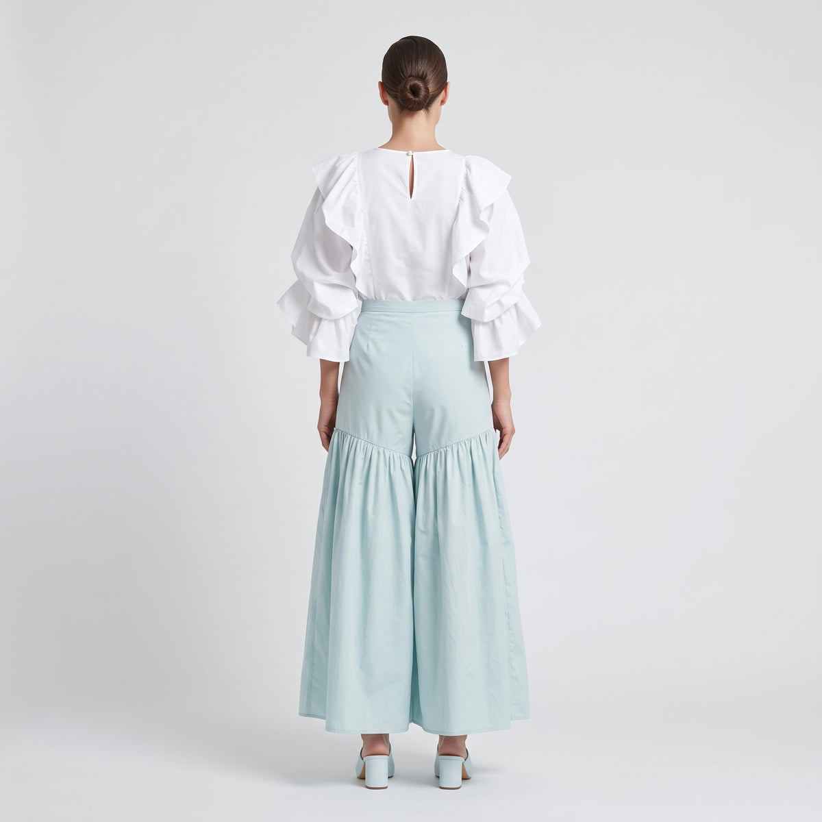 Mint Pleated Wide-Leg Trousers