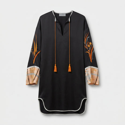 Embroidered Tassel Tunic Dress