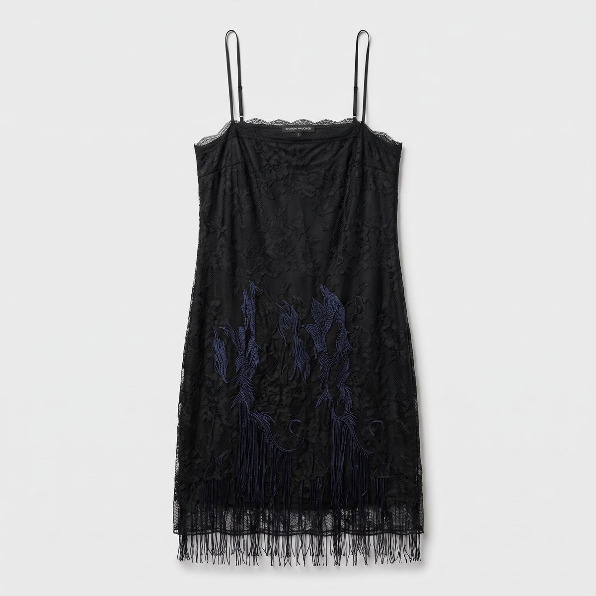 Embroidered Lace Fringe Slip Dress