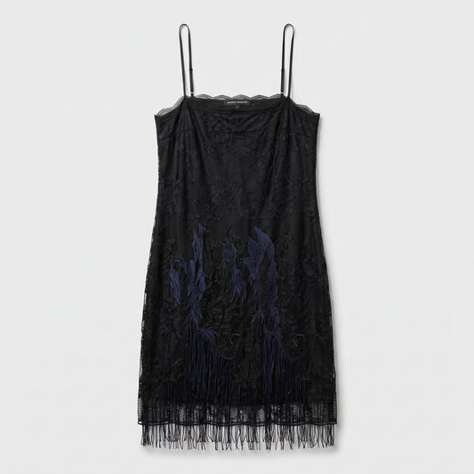 Embroidered Lace Fringe Slip Dress