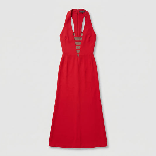 Sleek Cutout Red Evening Gown