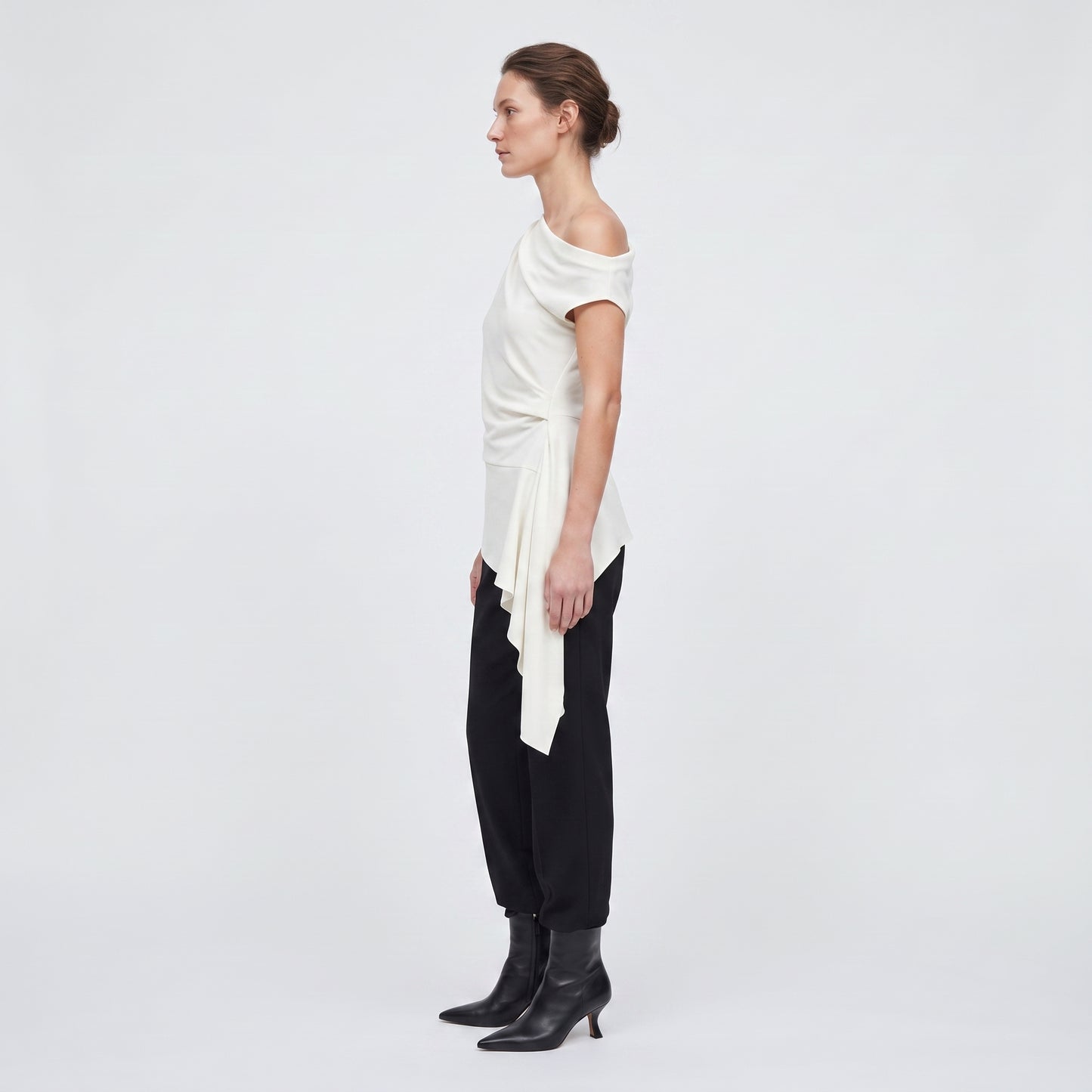 Draped Asymmetric White Top