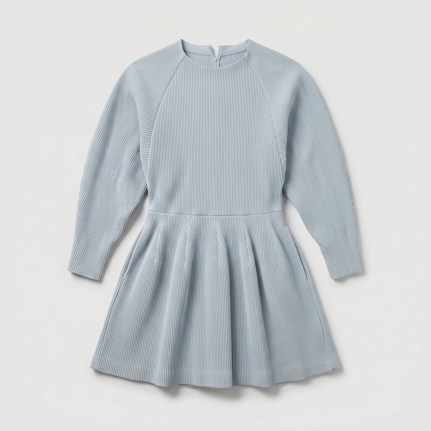 Pleated Ribbed Knit Dress
