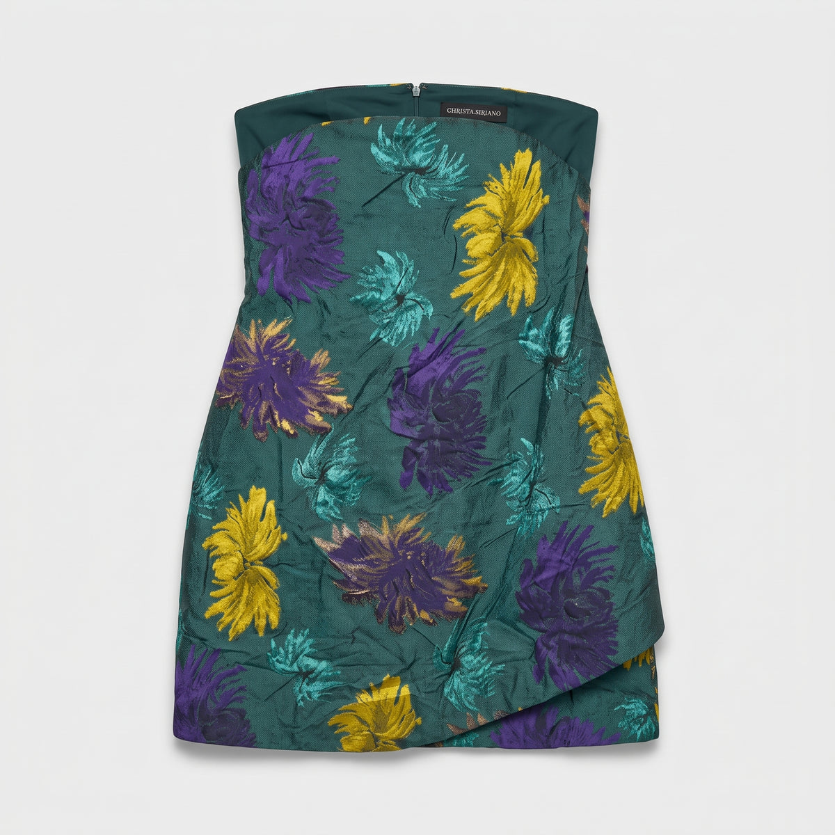 Floral Strapless Brocade Mini Dress