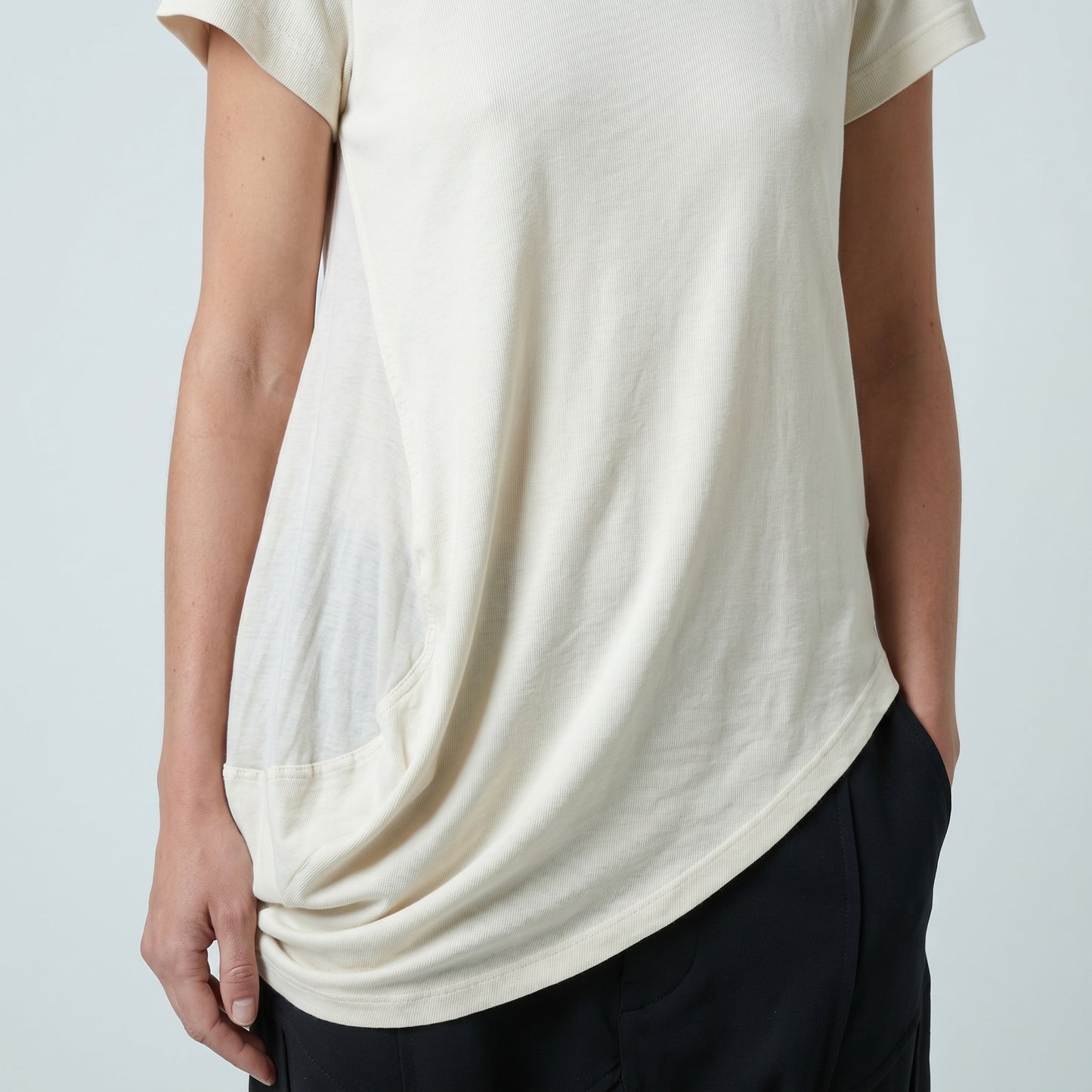 Draped Asymmetrical Cotton Tee