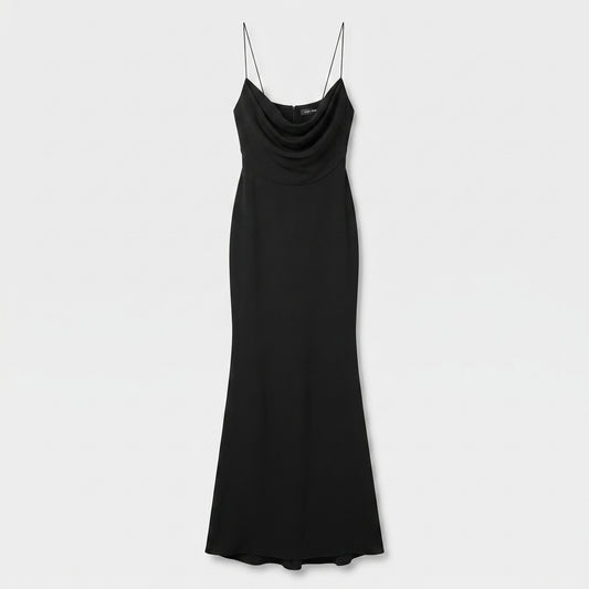 Black Draped Cami Maxi Dress