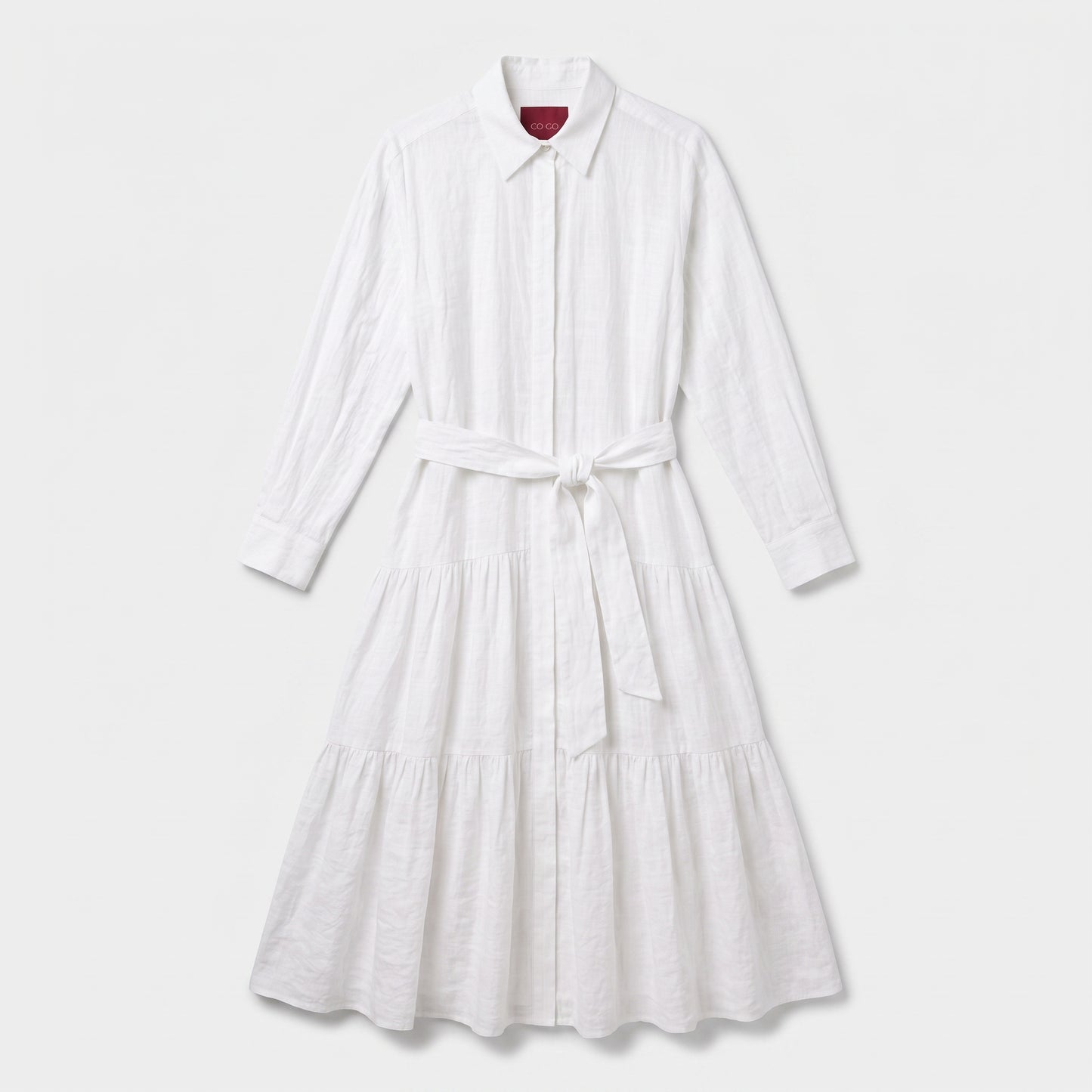 Classic White Tiered Shirt Dress