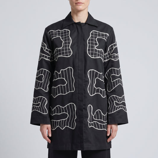 Embroidered Graphic Structured Jacket
