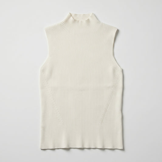Sleeveless Ribbed Mock Neck Top