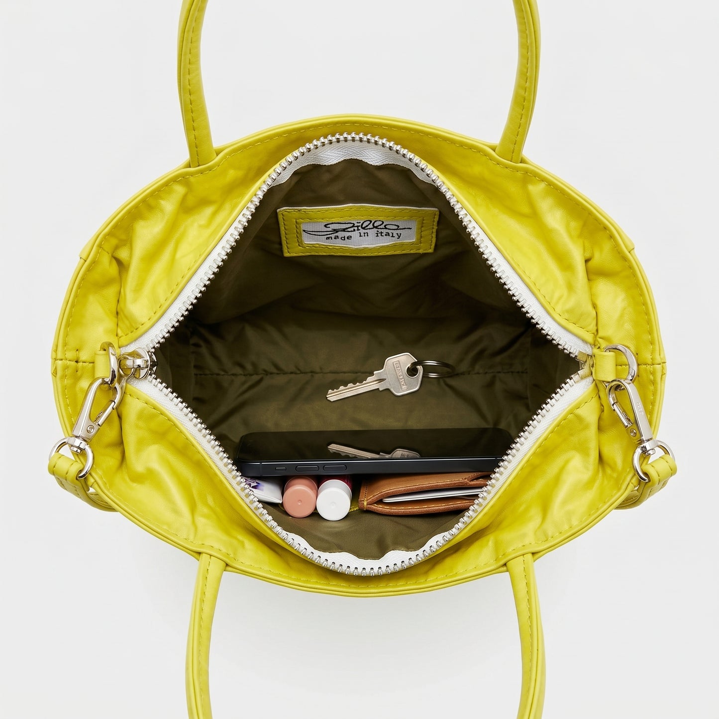 Crinkled Lime Yellow Mini Tote