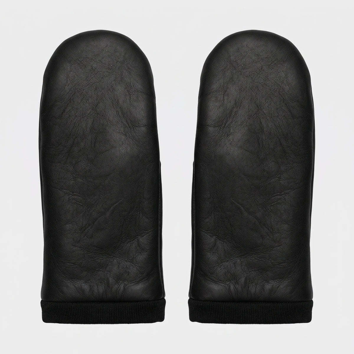 Minimalist Black Leather Mittens