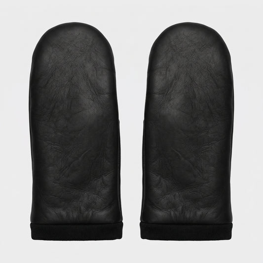 Minimalist Black Leather Mittens