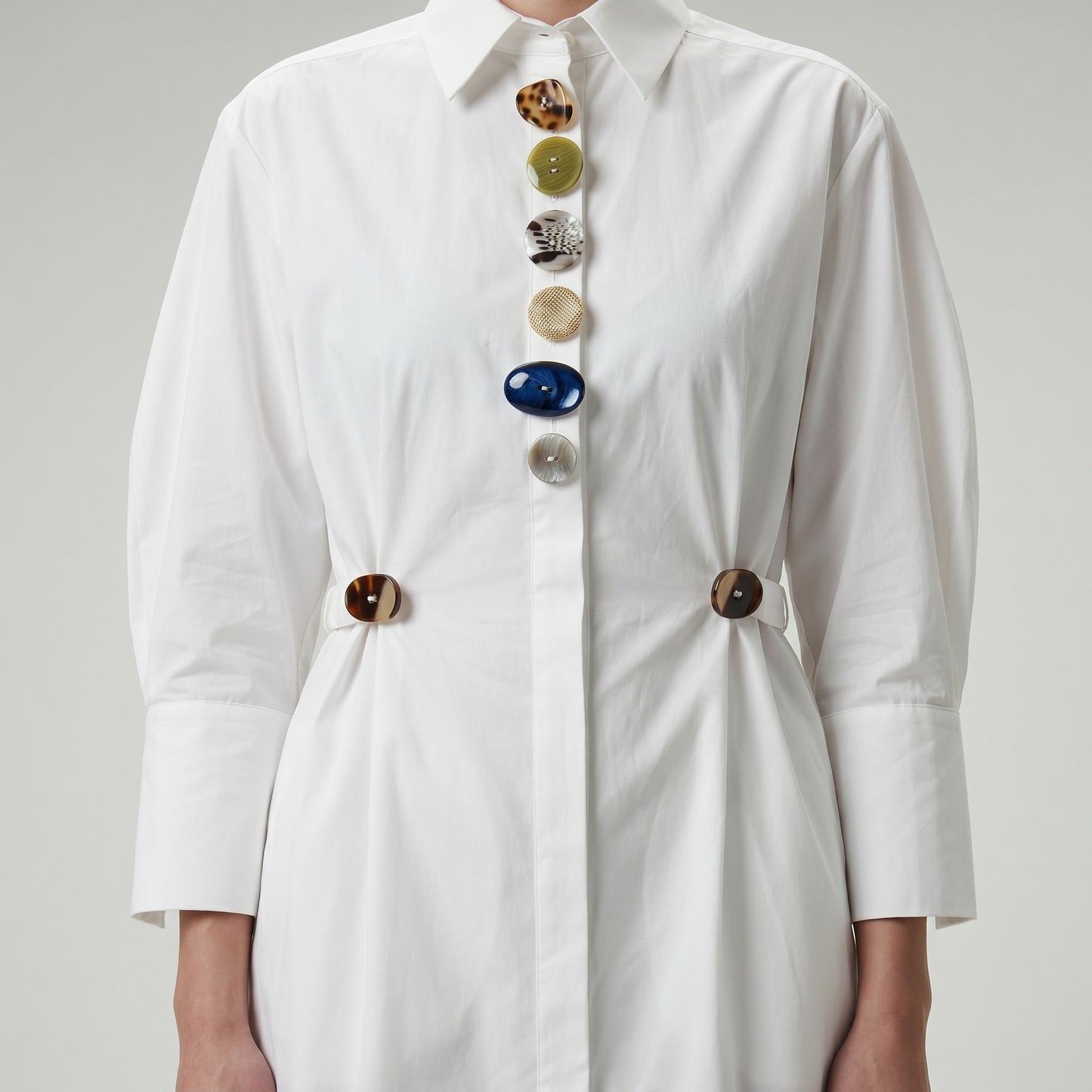 Embellished Button Front Midi Dress