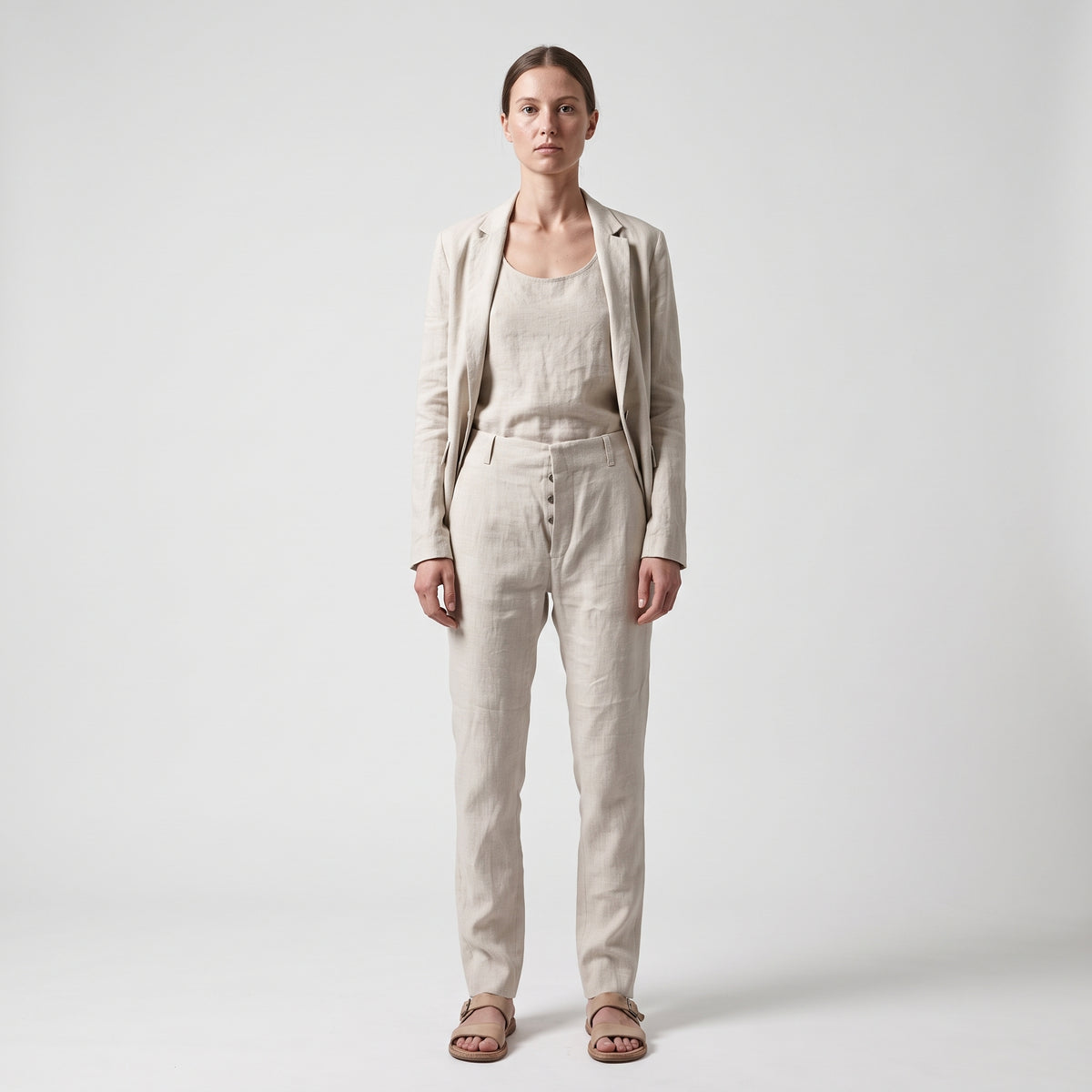 Tailored Linen Button-Fly Trousers