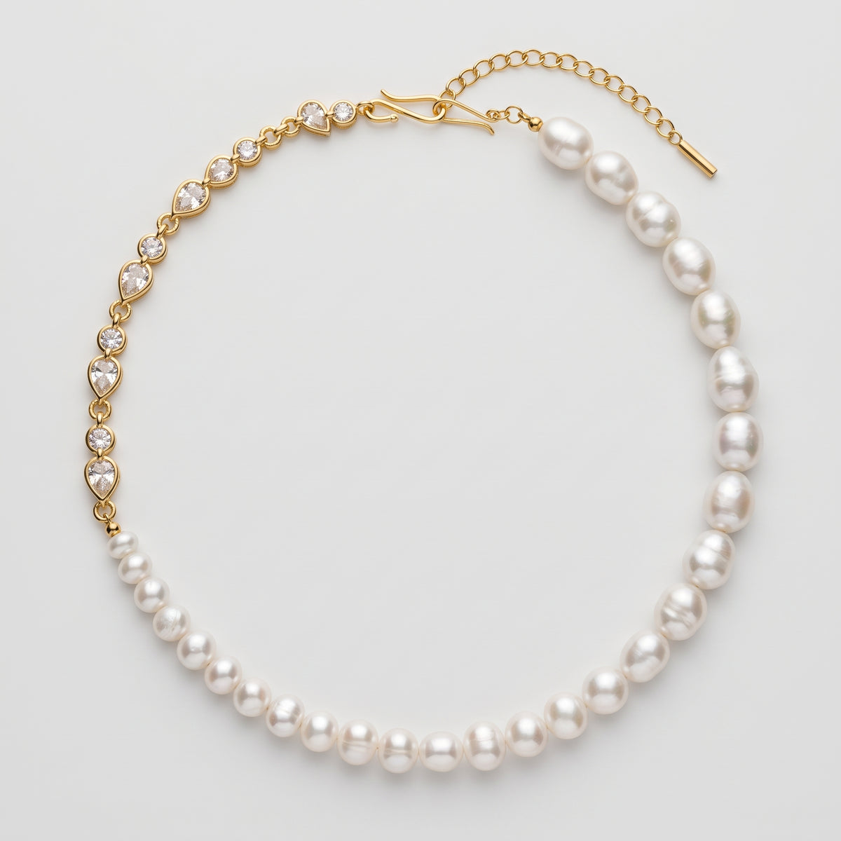 Pearl and Crystal Split Necklace
