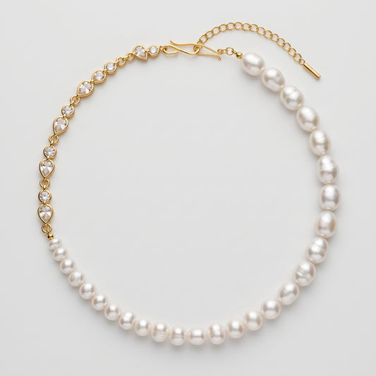 Pearl and Crystal Split Necklace