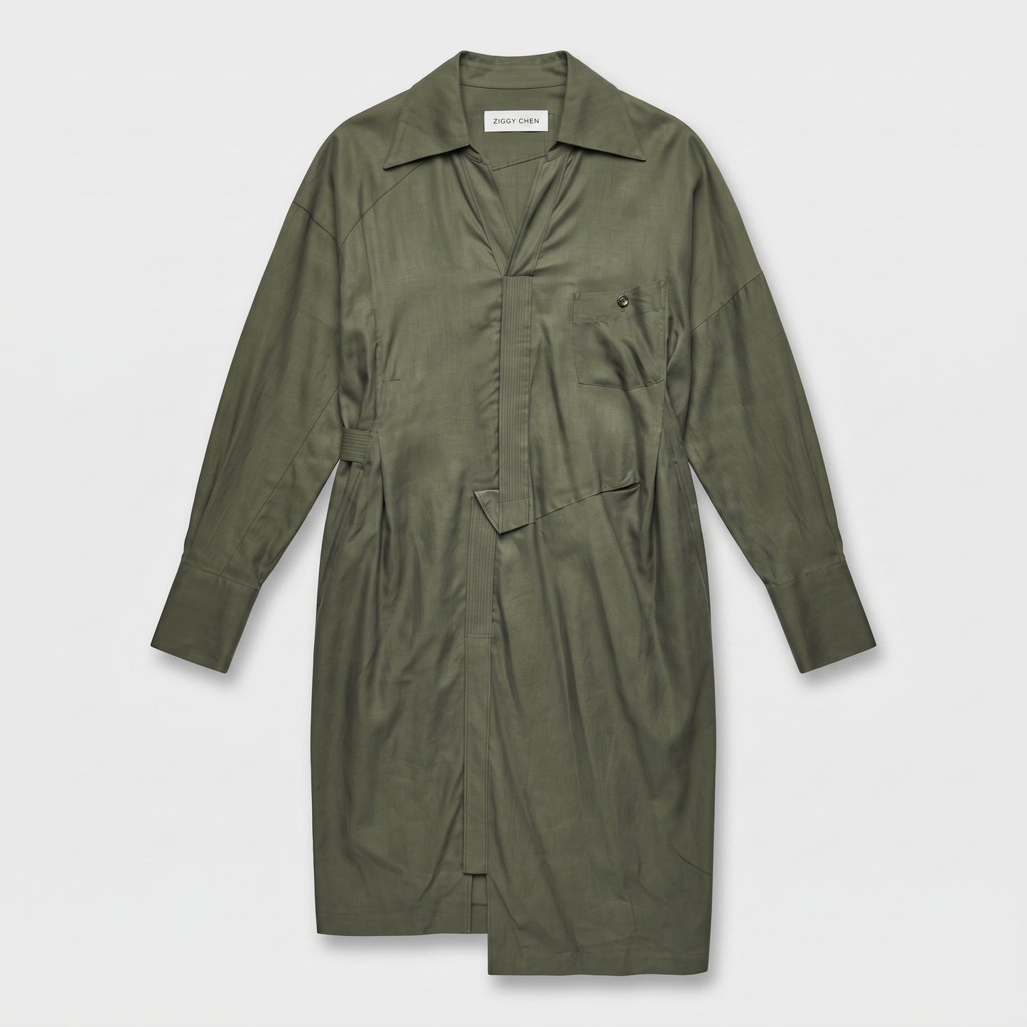 Asymmetric Olive Long Shirt