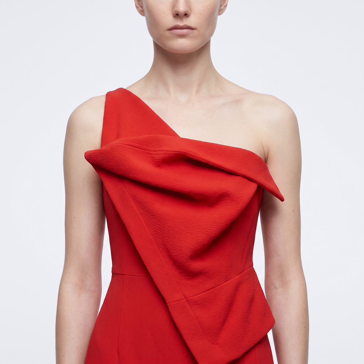 One-Shoulder Sculpted Red Gown