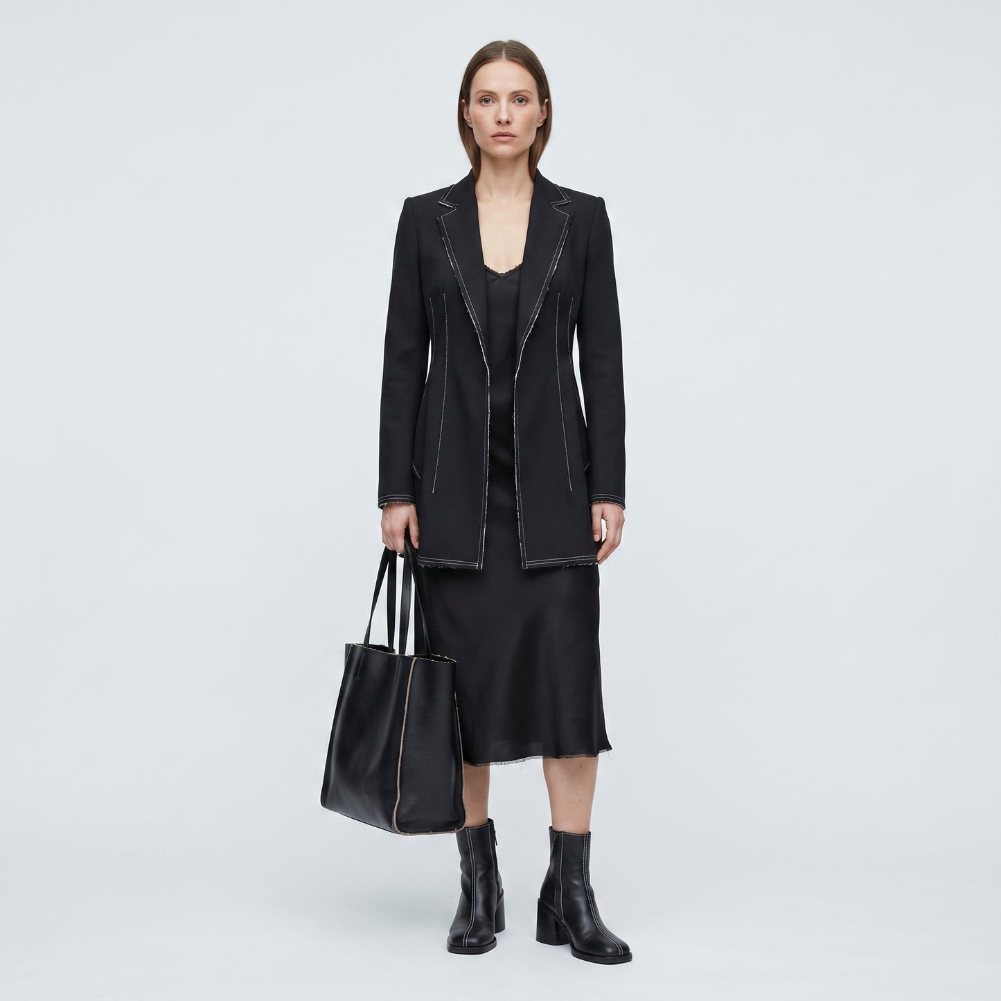 Tailored Contrast Stitch Blazer