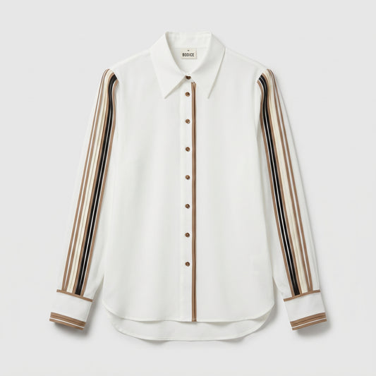 Striped Trim Classic Button-Down