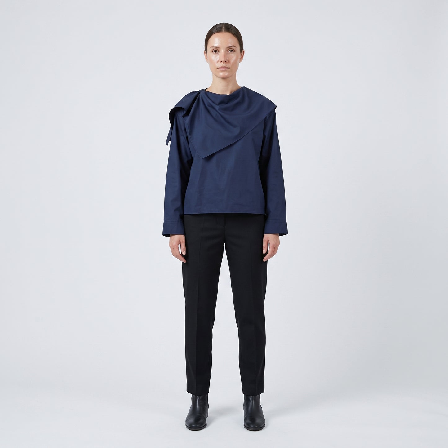 Draped Mock Neck Blouse