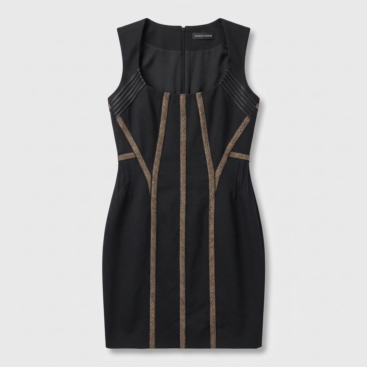 Structured Metallic Trim Mini Dress