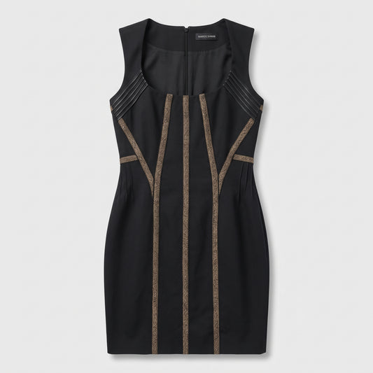 Structured Metallic Trim Mini Dress