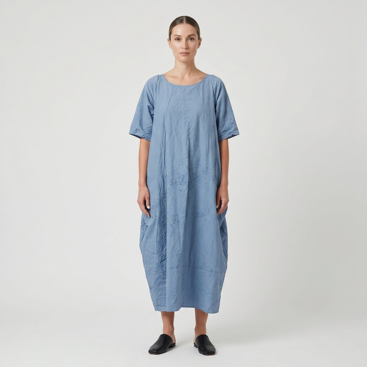 Textured Blue Cocoon Dress