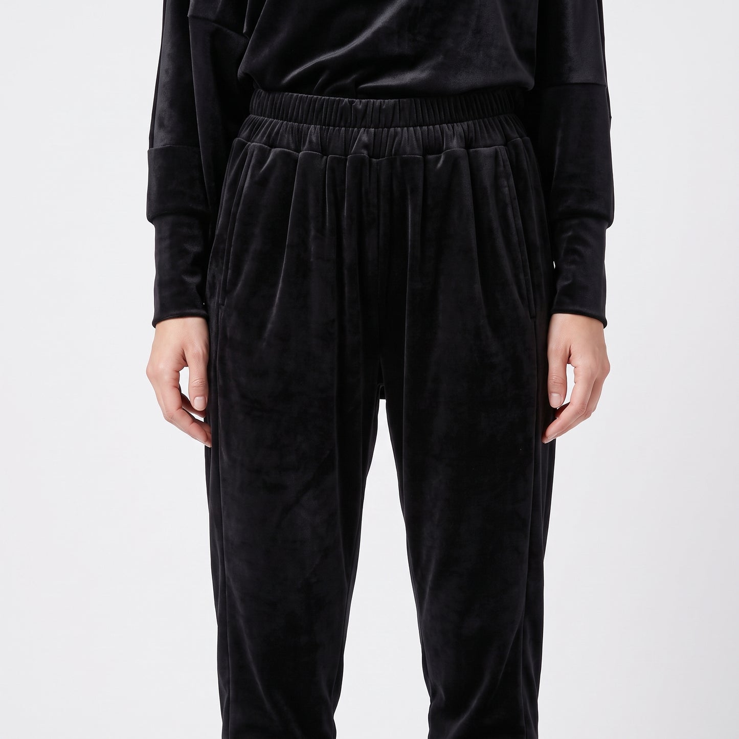 Velvet Draped Waist Joggers