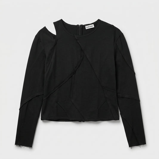 Asymmetric Cutout Long Sleeve Top