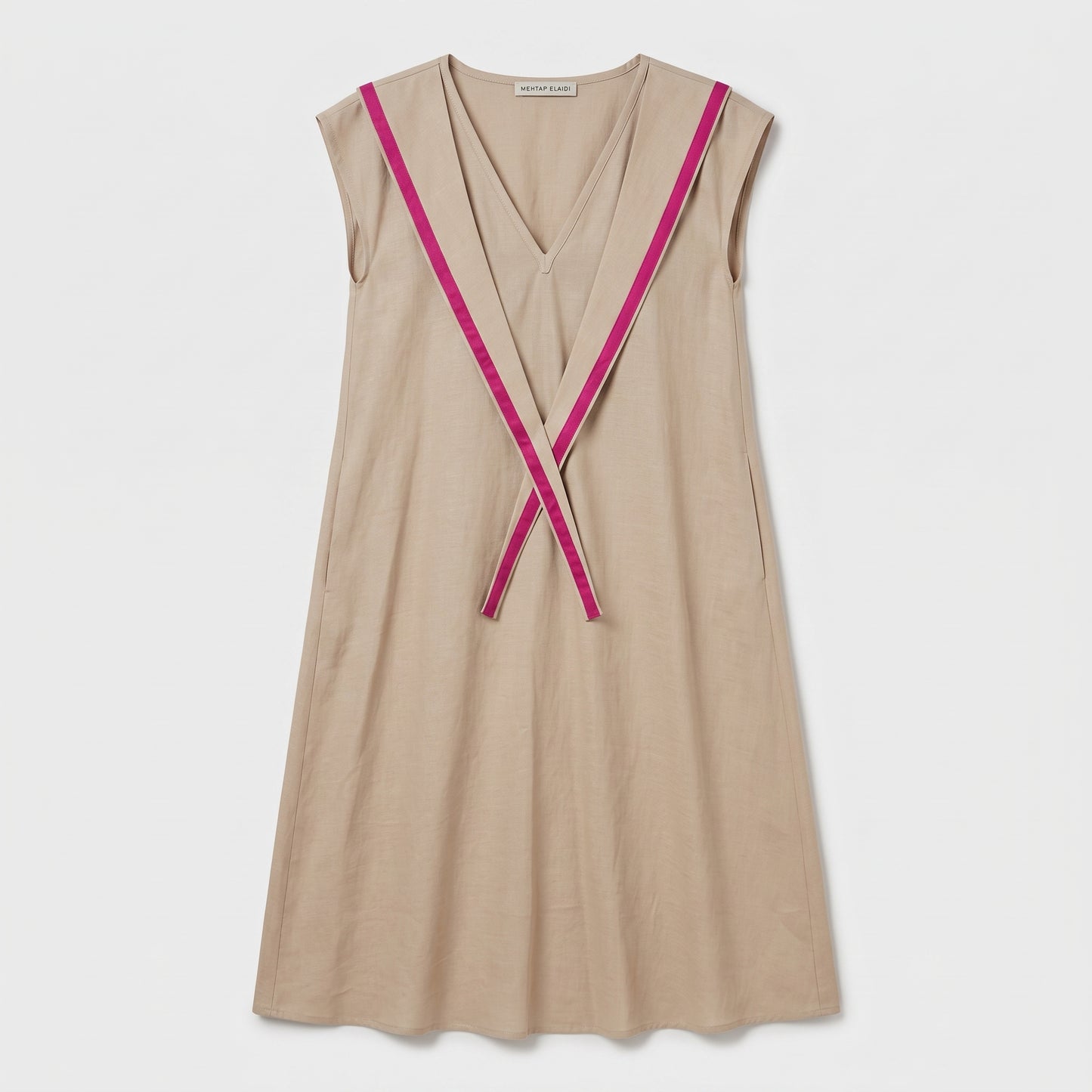Beige V-Neck Linen Tunic