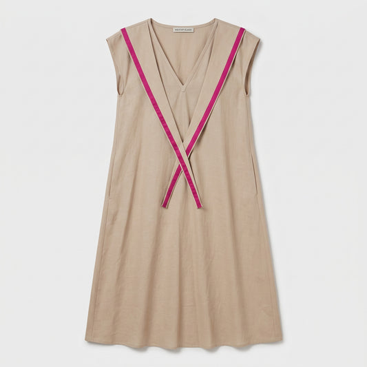 Beige V-Neck Linen Tunic