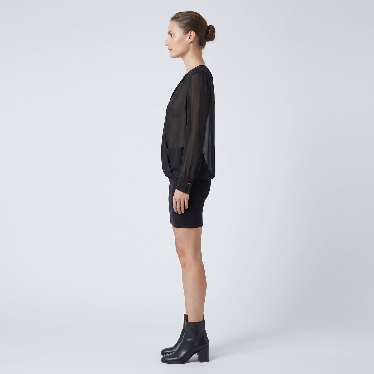 Elegant Black Wrap Blouse