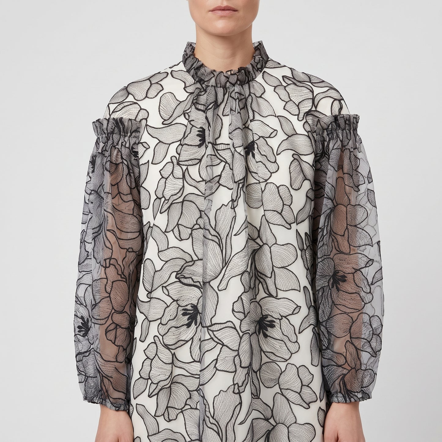 Floral Embroidered Ruffle Mini Dress